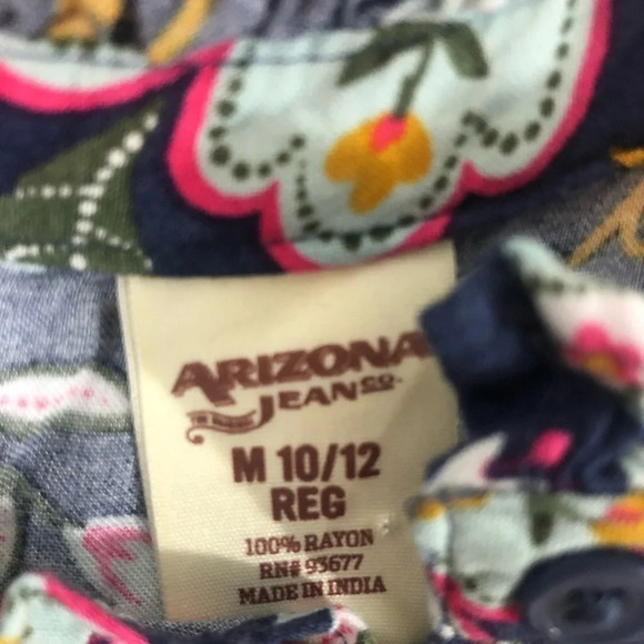 Arizona Jean Company Flowered Blouse Blue size 10 - Picture 5 of 6